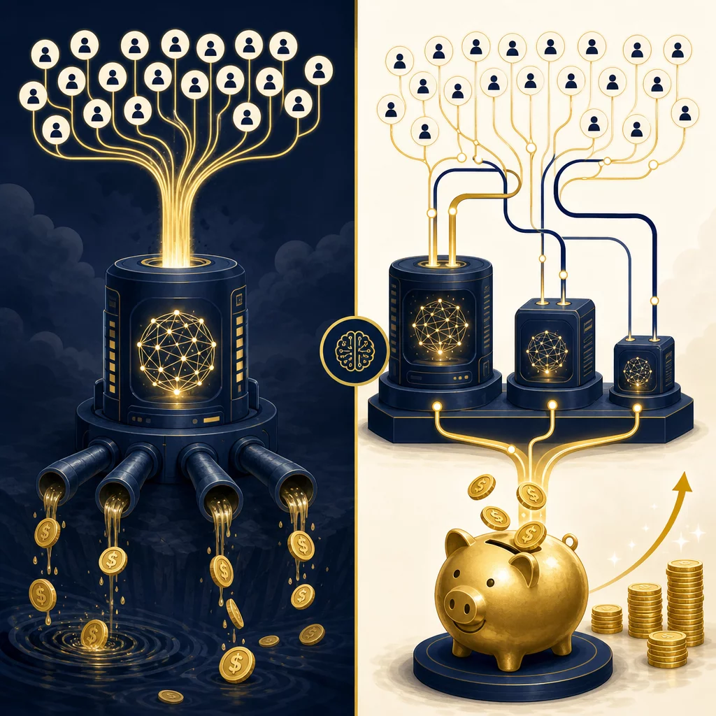 MĀRGA cost optimization — before and after comparison showing 80% reduction